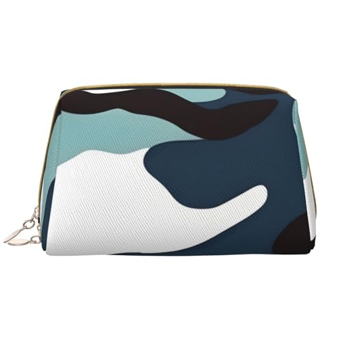 kastiong Tragbare Leder-Make-up-Tasche für Damen – Reise-Kosmetik-Organizer, große Make-up-Tasche mit Marine-Camouflage-Muster von kastiong