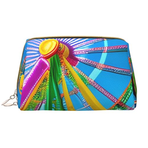 kastiong Tragbare Leder-Make-up-Tasche für Damen – Reise-Kosmetik-Organizer, große Make-up-Tasche mit Park-Aufdruck von kastiong