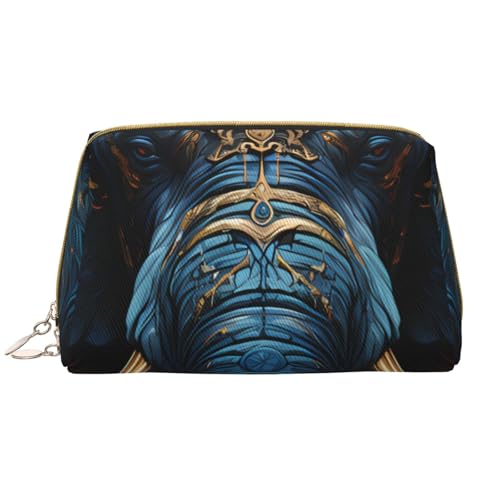 kastiong Tragbare Leder-Make-up-Tasche für Damen – Reise-Kosmetik-Organizer, große Make-up-Tasche mit unheimlichem Elefantenaufdruck von kastiong