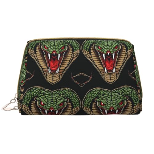 kastiong Tragbare Leder-Make-up-Tasche für Damen – Reise-Kosmetik-Organizer, große herzförmige Kobra-Köpfe, Make-up-Tasche von kastiong