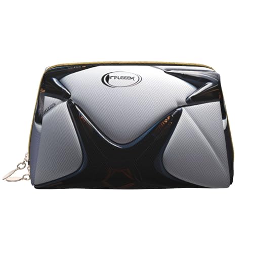 kastiong Tragbare Make-up-Tasche aus Leder für Damen, Reise-Kosmetik-Organizer, groß, schwarz-weiß, Fußball-Aufdruck, Make-up-Tasche kastiong Tragbare Make-up-Tasche aus Leder für Damen, Reise-Kosmetik-Organizer, groß, schwarz-weiß, Fußball-Aufdruck, Make-up-Tasche von kastiong
