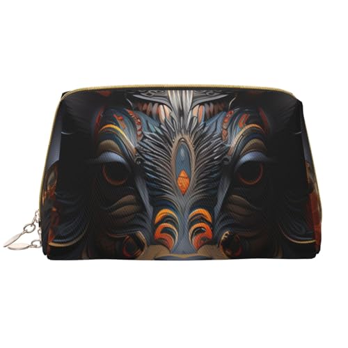 kastiong Tragbare Make-up-Tasche aus Leder für Damen, Reise-Kosmetik-Organizer, große schwarze Antilope mit Blumendruck, Make-up-Tasche von kastiong