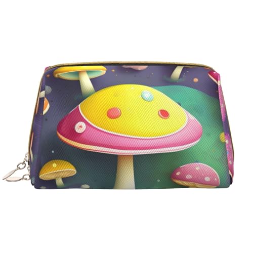 kastiong Tragbare Make-up-Tasche aus Leder für Damen – Reise-Kosmetik-Organizer, groß, buntes Traumpilz-Aufdruck-Make-up-Tasche kastiong Tragbare Make-up-Tasche aus Leder für Damen – Reise-Kosmetik-Organizer, groß, buntes Traumpilz-Aufdruck-Make-up-Tasche von kastiong