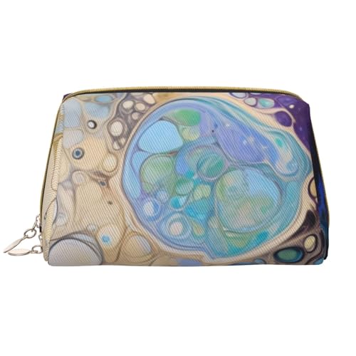 kastiong Tragbare Make-up-Tasche aus Leder für Damen – Reise-Kosmetik-Organizer, groß, flüssiges Kunstmuster, Make-up-Tasche von kastiong