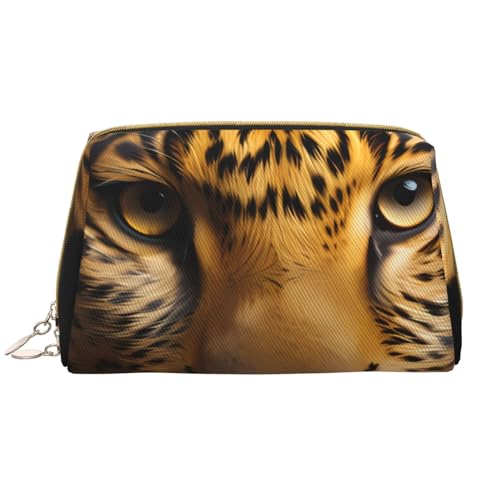 kastiong Tragbare Make-up-Tasche aus Leder für Damen – Reise-Kosmetik-Organizer, groß, mit tiefäugigem Leopardenmuster von kastiong