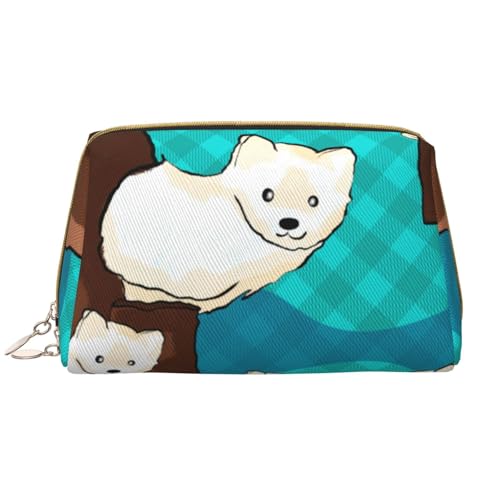 kastiong Tragbare Make-up-Tasche aus Leder für Damen – Reise-Kosmetik-Organizer, groß, niedlicher kleiner Waschbär-Aufdruck, Make-up-Tasche von kastiong