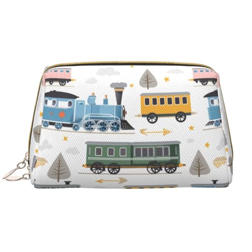 kastiong Tragbare Make-up-Tasche aus Leder für Damen – Reise-Kosmetik-Organizer, groß, verspielt, bunt, Zug-Aufdruck, Make-up-Tasche kastiong Tragbare Make-up-Tasche aus Leder für Damen – Reise-Kosmetik-Organizer, groß, verspielt, bunt, Zug-Aufdruck, Make-up-Tasche von kastiong