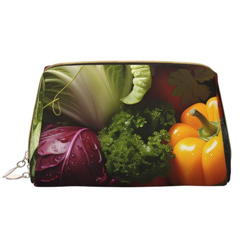 kastiong Tragbare Make-up-Tasche aus Leder für Damen – Reise-Kosmetik-Organizer, groß, viel frisches Gemüse, bedruckte Make-up-Tasche kastiong Tragbare Make-up-Tasche aus Leder für Damen – Reise-Kosmetik-Organizer, groß, viel frisches Gemüse, bedruckte Make-up-Tasche von kastiong