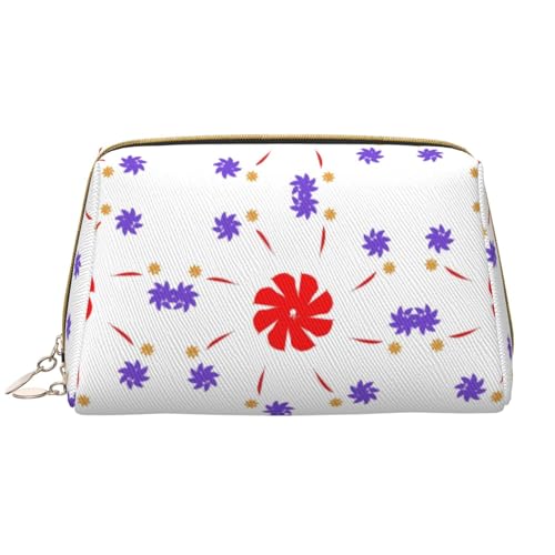 kastiong Tragbare Make-up-Tasche aus Leder für Damen – Reise-Kosmetik-Organizer, große 8-fach drehbare Make-up-Tasche mit Blumendruck von kastiong