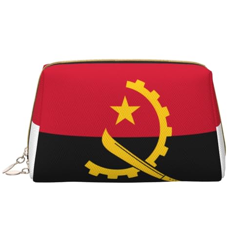 kastiong Tragbare Make-up-Tasche aus Leder für Damen – Reise-Kosmetik-Organizer, große Angola-Flagge, Make-up-Tasche von kastiong