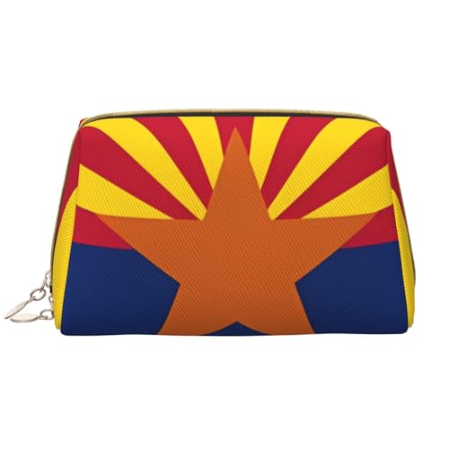 kastiong Tragbare Make-up-Tasche aus Leder für Damen – Reise-Kosmetik-Organizer, große Arizona-Flagge, Make-up-Tasche von kastiong