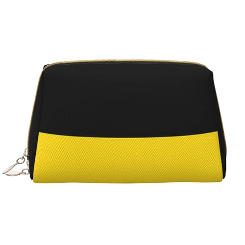 kastiong Tragbare Make-up-Tasche aus Leder für Damen – Reise-Kosmetik-Organizer, große Baden-Württemberg-Flagge, bedruckt, Make-up-Tasche, weiß, Einheitsgröße, Art-Deco, Weiß, Einheitsgröße, Art Deco von kastiong