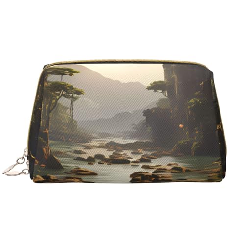 kastiong Tragbare Make-up-Tasche aus Leder für Damen – Reise-Kosmetik-Organizer, große Berge und Flüsse bedruckte Make-up-Tasche kastiong Tragbare Make-up-Tasche aus Leder für Damen – Reise-Kosmetik-Organizer, große Berge und Flüsse bedruckte Make-up-Tasche von kastiong