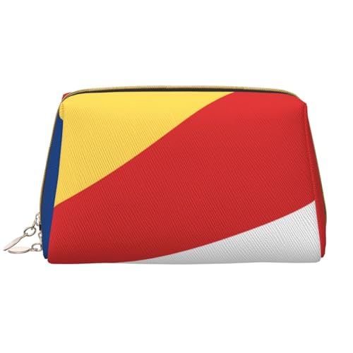 kastiong Tragbare Make-up-Tasche aus Leder für Damen – Reise-Kosmetik-Organizer, große Flagge der Seychellen, Make-up-Tasche kastiong Tragbare Make-up-Tasche aus Leder für Damen – Reise-Kosmetik-Organizer, große Flagge der Seychellen, Make-up-Tasche von kastiong