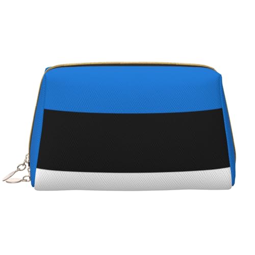 kastiong Tragbare Make-up-Tasche aus Leder für Damen – Reise-Kosmetik-Organizer, große Flagge von Estland, Make-up-Tasche von kastiong