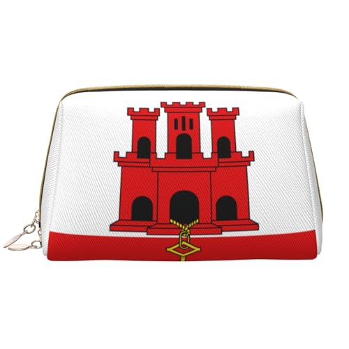 kastiong Tragbare Make-up-Tasche aus Leder für Damen – Reise-Kosmetik-Organizer, große Flagge von Gibraltar, Make-up-Tasche kastiong Tragbare Make-up-Tasche aus Leder für Damen – Reise-Kosmetik-Organizer, große Flagge von Gibraltar, Make-up-Tasche von kastiong