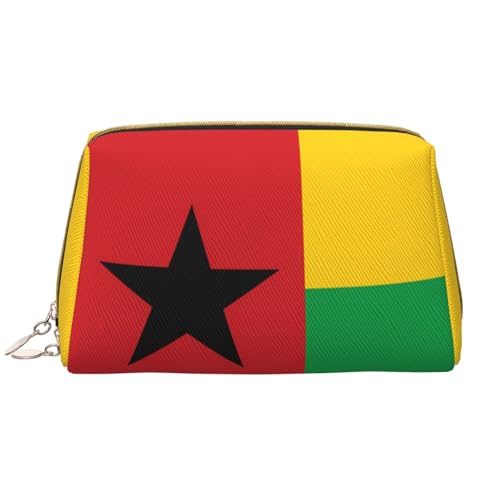 kastiong Tragbare Make-up-Tasche aus Leder für Damen – Reise-Kosmetik-Organizer, große Flagge von Guinea-Bissau-Druck, Make-up-Tasche von kastiong
