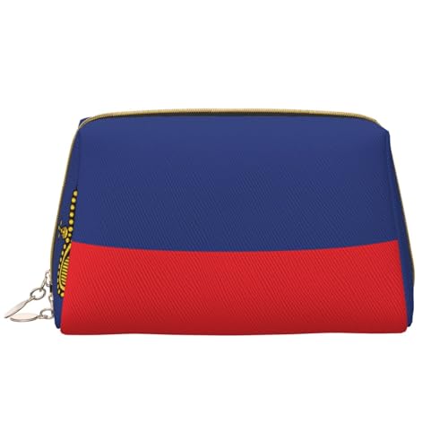 kastiong Tragbare Make-up-Tasche aus Leder für Damen – Reise-Kosmetik-Organizer, große Flagge von Liechtenstein, Make-up-Tasche von kastiong