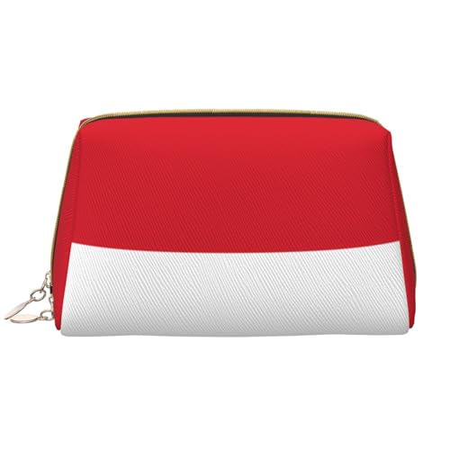 kastiong Tragbare Make-up-Tasche aus Leder für Damen – Reise-Kosmetik-Organizer, große Flagge von Monaco, Make-up-Tasche von kastiong