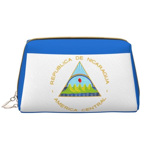 kastiong Tragbare Make-up-Tasche aus Leder für Damen – Reise-Kosmetik-Organizer, große Flagge von Nicaragua, Make-up-Tasche von kastiong