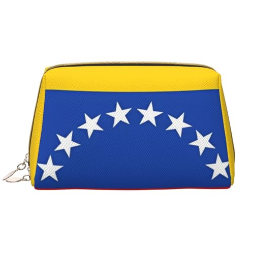 kastiong Tragbare Make-up-Tasche aus Leder für Damen – Reise-Kosmetik-Organizer, große Flagge von Venezuela, Make-up-Tasche von kastiong