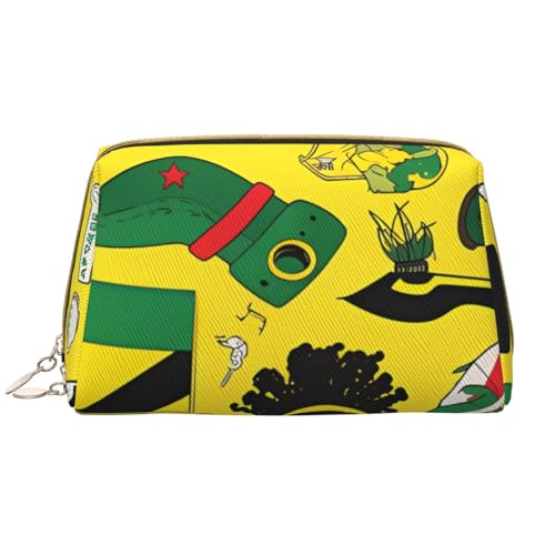kastiong Tragbare Make-up-Tasche aus Leder für Damen – Reise-Kosmetik-Organizer, große Jamaikanische Elemente, Make-up-Tasche von kastiong