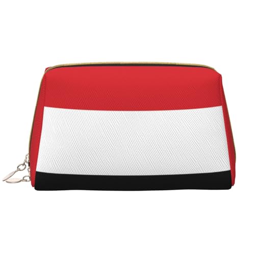 kastiong Tragbare Make-up-Tasche aus Leder für Damen – Reise-Kosmetik-Organizer, große Jemenitische Flagge, Make-up-Tasche von kastiong