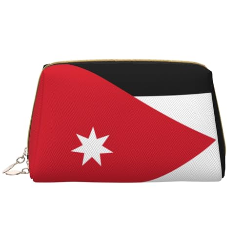 kastiong Tragbare Make-up-Tasche aus Leder für Damen – Reise-Kosmetik-Organizer, große Jordanische Flagge, Make-up-Tasche von kastiong
