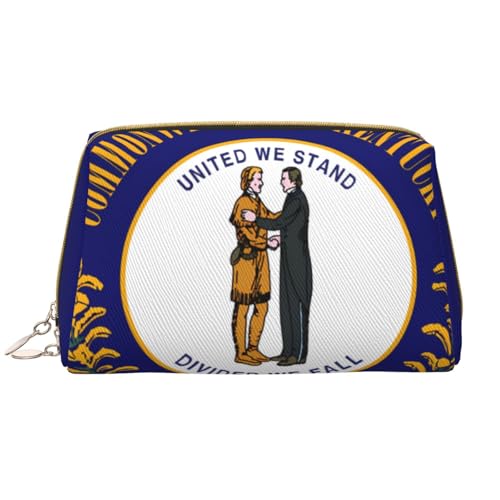 kastiong Tragbare Make-up-Tasche aus Leder für Damen – Reise-Kosmetik-Organizer, große Kentucky-Staatsflagge, Make-up-Tasche von kastiong