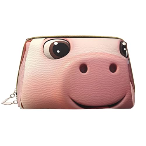 kastiong Tragbare Make-up-Tasche aus Leder für Damen – Reise-Kosmetik-Organizer, große Kuh- und Erdbeeren-Druck-Make-up-Tasche von kastiong