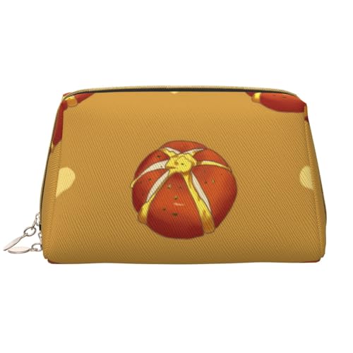 kastiong Tragbare Make-up-Tasche aus Leder für Damen – Reise-Kosmetik-Organizer, große Make-up-Tasche mit Butterbrot-Aufdruck von kastiong