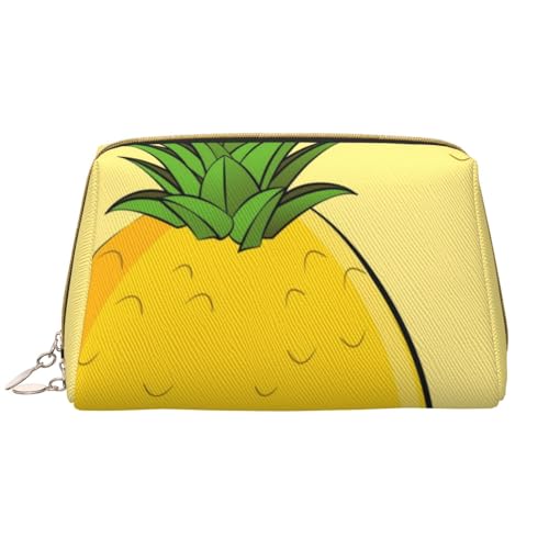 kastiong Tragbare Make-up-Tasche aus Leder für Damen – Reise-Kosmetik-Organizer, große Make-up-Tasche mit Cartoon-Ananas-Druck von kastiong