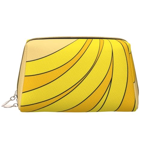 kastiong Tragbare Make-up-Tasche aus Leder für Damen – Reise-Kosmetik-Organizer, große Make-up-Tasche mit Cartoon-Bananen-Druck von kastiong