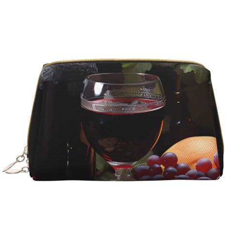 kastiong Tragbare Make-up-Tasche aus Leder für Damen – Reise-Kosmetik-Organizer, große Make-up-Tasche mit Früchten und Weinen von kastiong