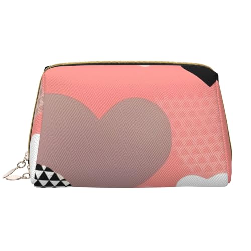 kastiong Tragbare Make-up-Tasche aus Leder für Damen – Reise-Kosmetik-Organizer, große Make-up-Tasche mit Liebesaufdruck von kastiong