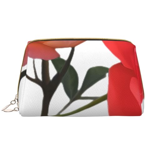 kastiong Tragbare Make-up-Tasche aus Leder für Damen – Reise-Kosmetik-Organizer, große Make-up-Tasche mit Mondblumen-Aufdruck von kastiong