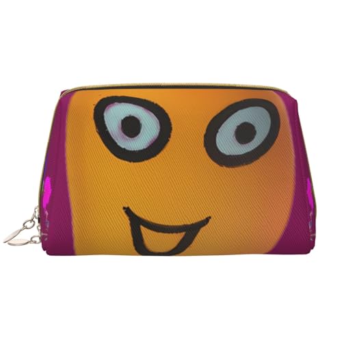kastiong Tragbare Make-up-Tasche aus Leder für Damen – Reise-Kosmetik-Organizer, große Make-up-Tasche mit Smiley-Mango-Druck von kastiong