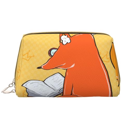 kastiong Tragbare Make-up-Tasche aus Leder für Damen – Reise-Kosmetik-Organizer, große Make-up-Tasche mit Sonnenblumenkernen und Füchsen von kastiong