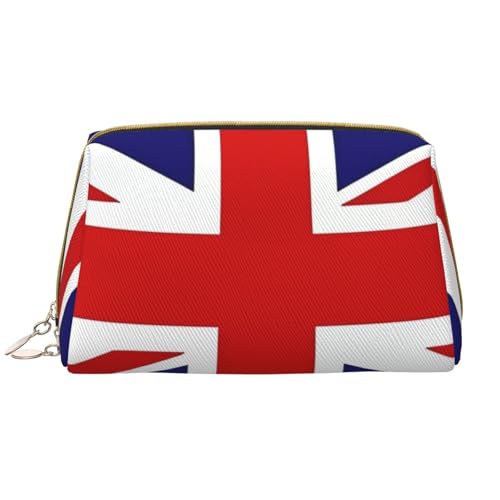 kastiong Tragbare Make-up-Tasche aus Leder für Damen – Reise-Kosmetik-Organizer, große Make-up-Tasche mit UK-Flaggen-Druck von kastiong