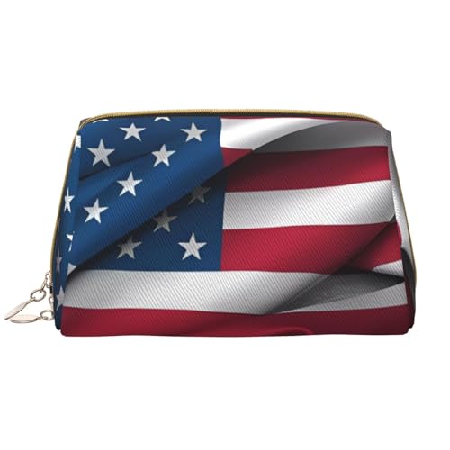kastiong Tragbare Make-up-Tasche aus Leder für Damen – Reise-Kosmetik-Organizer, große Make-up-Tasche mit amerikanischer Flagge von kastiong