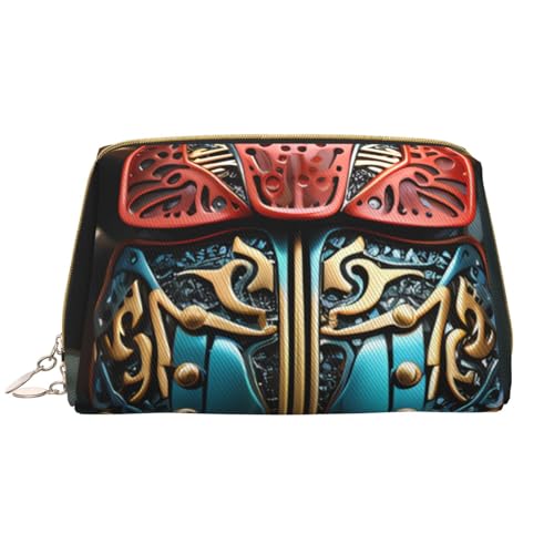 kastiong Tragbare Make-up-Tasche aus Leder für Damen – Reise-Kosmetik-Organizer, große Make-up-Tasche mit buntem Käfer-Aufdruck von kastiong