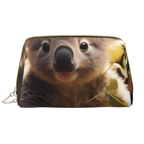 kastiong Tragbare Make-up-Tasche aus Leder für Damen – Reise-Kosmetik-Organizer, große Make-up-Tasche mit niedlichem Koala-Pflanzen-Druck von kastiong