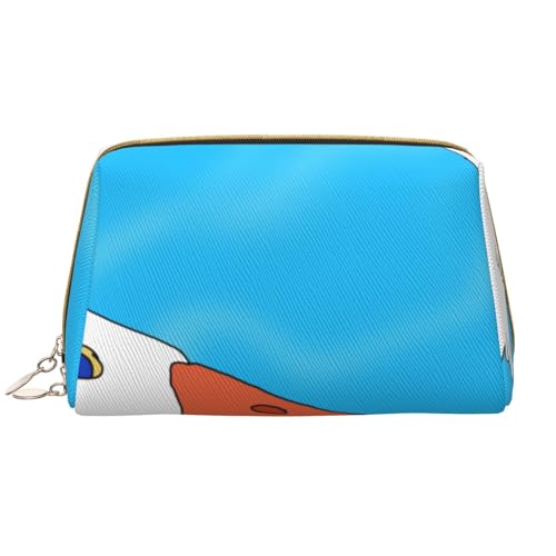 kastiong Tragbare Make-up-Tasche aus Leder für Damen – Reise-Kosmetik-Organizer, große Make-up-Tasche mit weißem Gänseaufdruck von kastiong