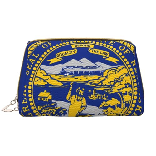 kastiong Tragbare Make-up-Tasche aus Leder für Damen – Reise-Kosmetik-Organizer, große Nebraska-Flaggen-Druck-Make-up-Tasche kastiong Tragbare Make-up-Tasche aus Leder für Damen – Reise-Kosmetik-Organizer, große Nebraska-Flaggen-Druck-Make-up-Tasche von kastiong