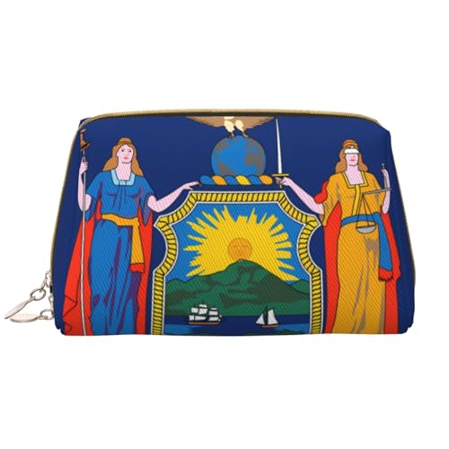 kastiong Tragbare Make-up-Tasche aus Leder für Damen – Reise-Kosmetik-Organizer, große New York-Flagge, Make-up-Tasche von kastiong