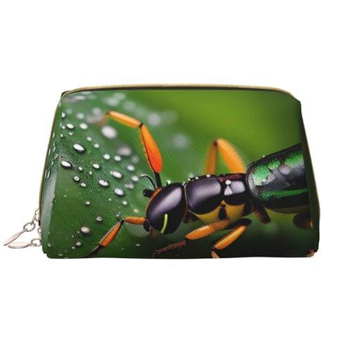 kastiong Tragbare Make-up-Tasche aus Leder für Damen – Reise-Kosmetik-Organizer, große Regenbogen-Insekten, Make-up-Tasche von kastiong