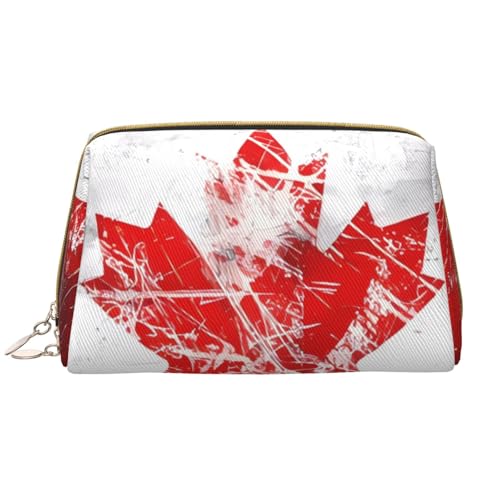 kastiong Tragbare Make-up-Tasche aus Leder für Damen – Reise-Kosmetik-Organizer, große Retro-Make-up-Tasche mit Kanada-Flaggen-Druck kastiong Tragbare Make-up-Tasche aus Leder für Damen – Reise-Kosmetik-Organizer, große Retro-Make-up-Tasche mit Kanada-Flaggen-Druck von kastiong