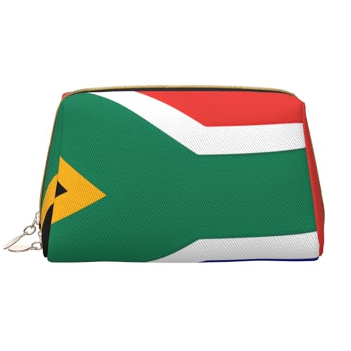 kastiong Tragbare Make-up-Tasche aus Leder für Damen – Reise-Kosmetik-Organizer, große Südafrika-Flagge, Make-up-Tasche von kastiong