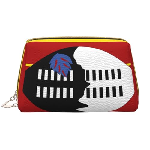 kastiong Tragbare Make-up-Tasche aus Leder für Damen – Reise-Kosmetik-Organizer, große Swasiland-Flagge, Make-up-Tasche von kastiong