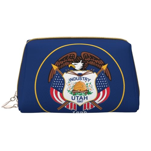 kastiong Tragbare Make-up-Tasche aus Leder für Damen – Reise-Kosmetik-Organizer, große Utah-Flagge, Make-up-Tasche kastiong Tragbare Make-up-Tasche aus Leder für Damen – Reise-Kosmetik-Organizer, große Utah-Flagge, Make-up-Tasche von kastiong